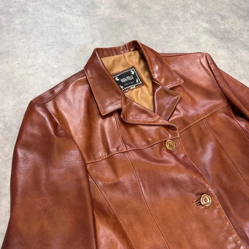 Brown leather jacket
