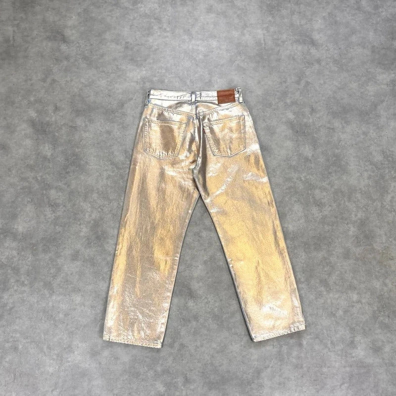 Levi's silver painted jeans