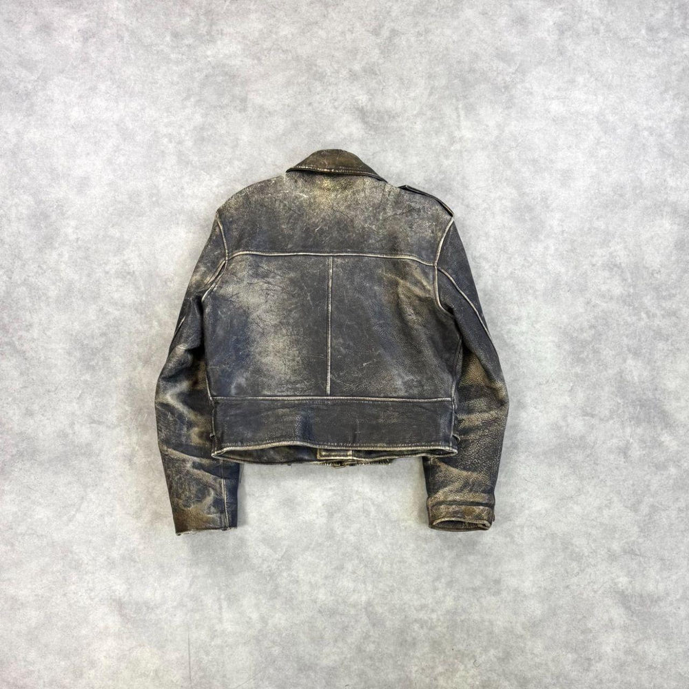 Leather Jacket Rare 1980s Distressed Biker