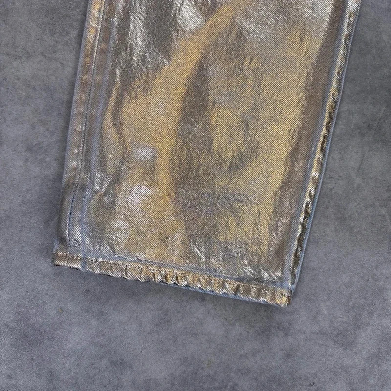 Levi's silver painted jeans