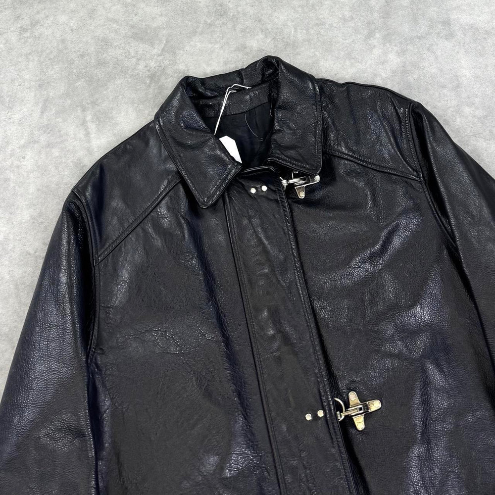 Vintage 90s Leather fireman’s clip coat