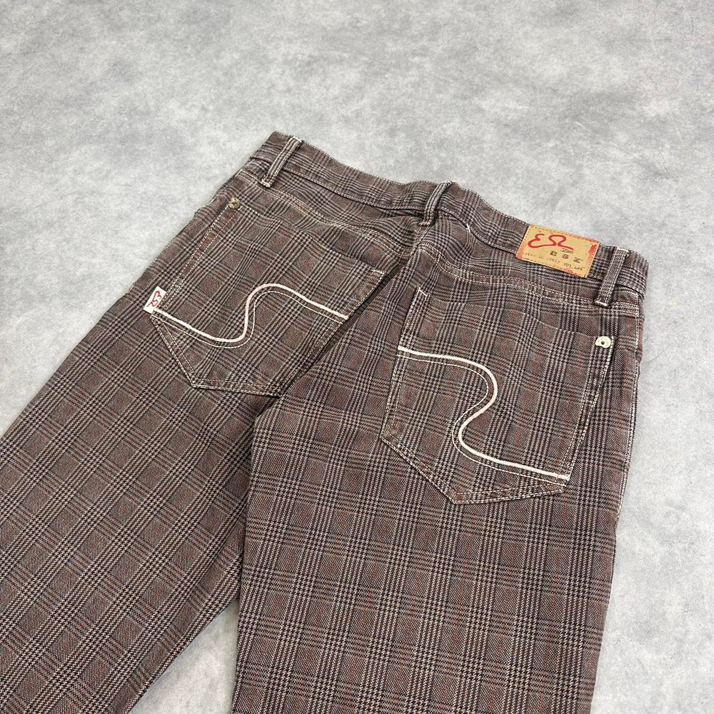 Evisu brown checkered trousers