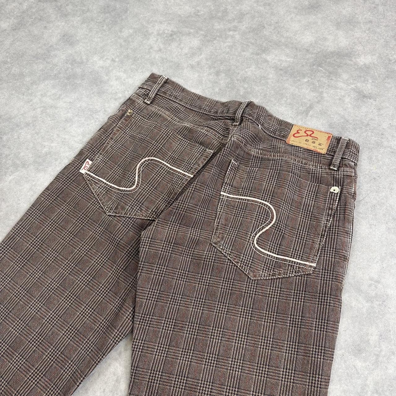 Evisu brown checkered trousers