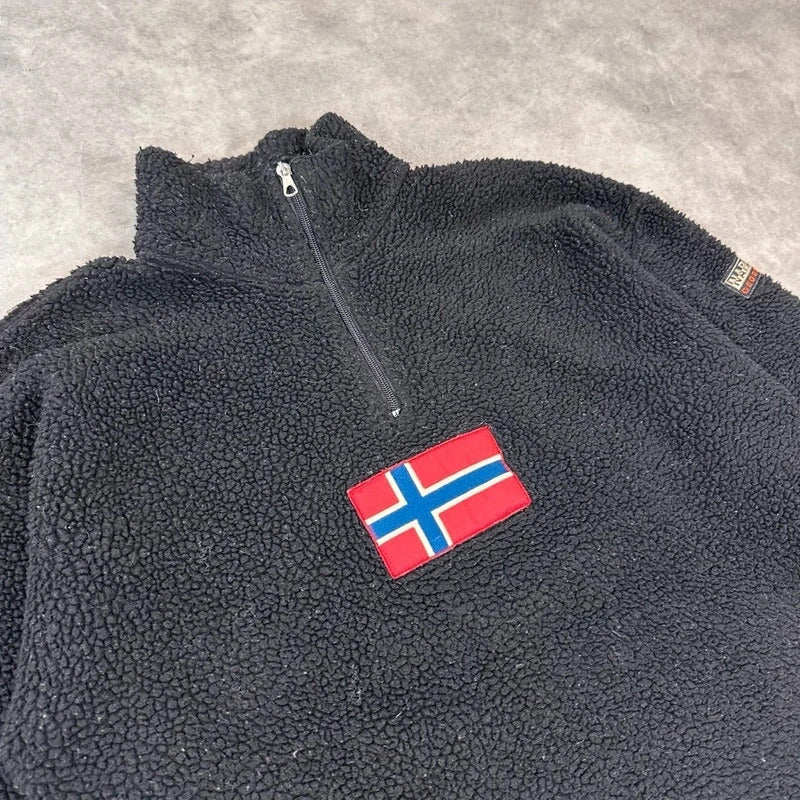 Napapijri quarter zip Sherpa fleece