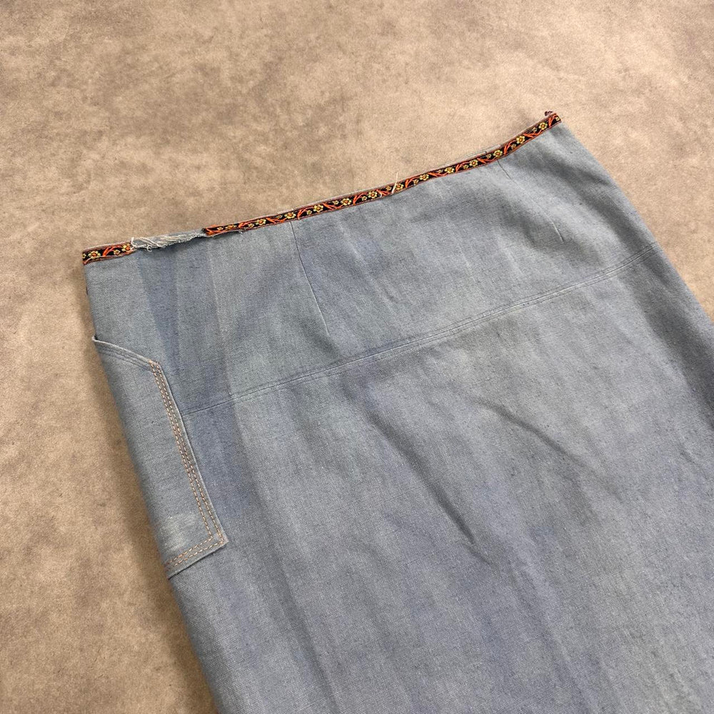 Yves Saint Laurent blue denim midi skirt