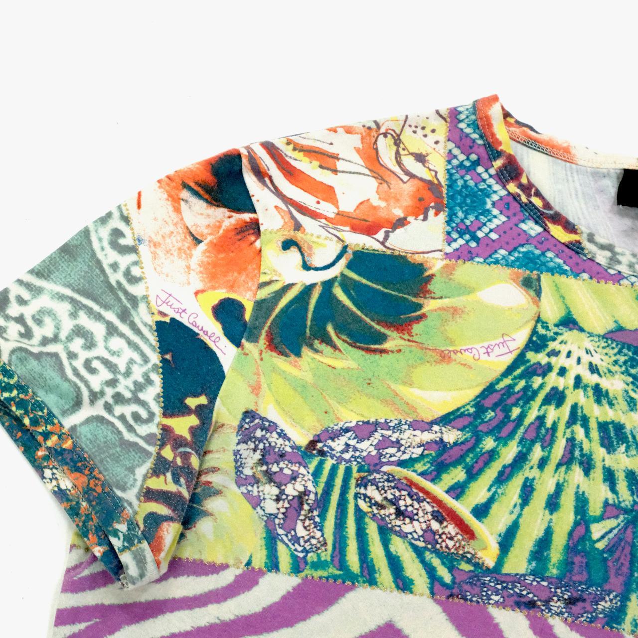 Just Cavalli tropical print t-shirt with glitter detailing