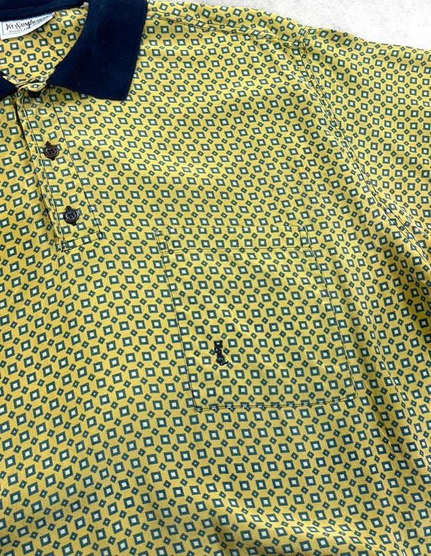 Vintage Yves Saint Laurent print silk polo shirt