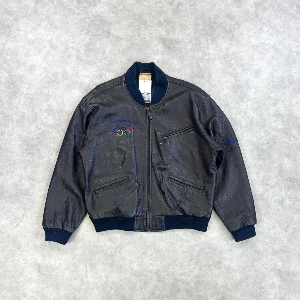 Vintage Adidas Olympics leather jacket