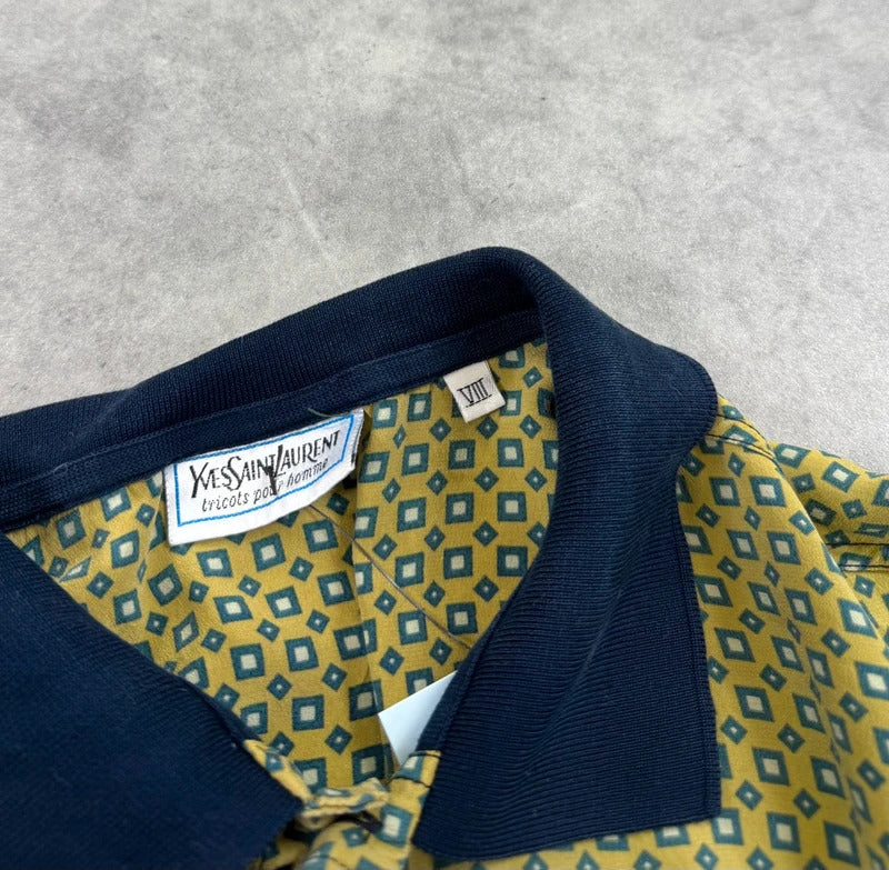 Vintage Yves Saint Laurent print silk polo shirt
