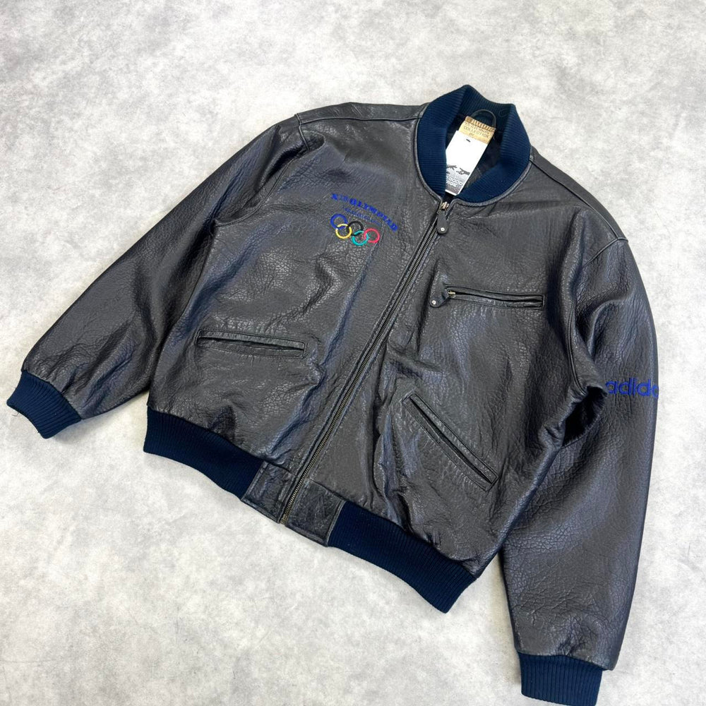 Vintage Adidas Olympics leather jacket
