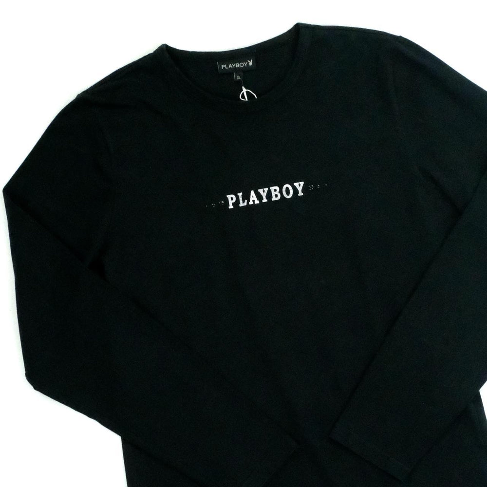Vintage y2k play boy black long sleeve cotton top