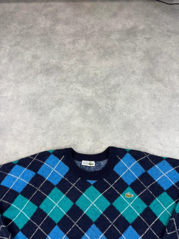 Vintage Lacoste harlequin check knit jumper