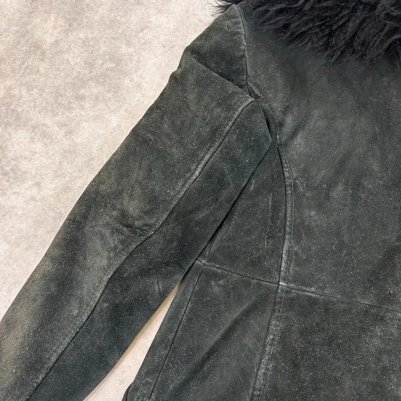 Suede shearling coat