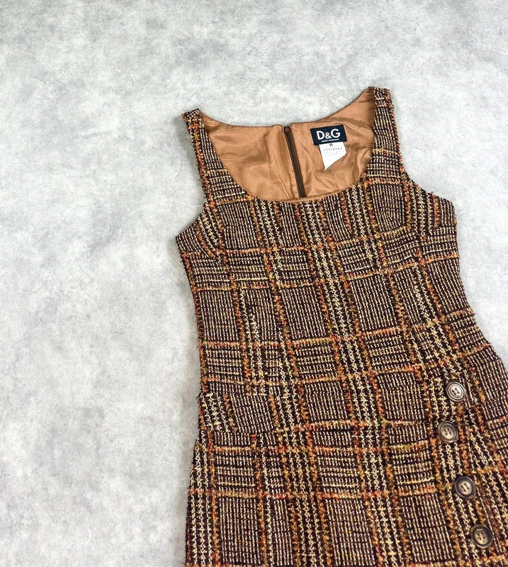 Vintage Dolce & Gabbana check tweed dress