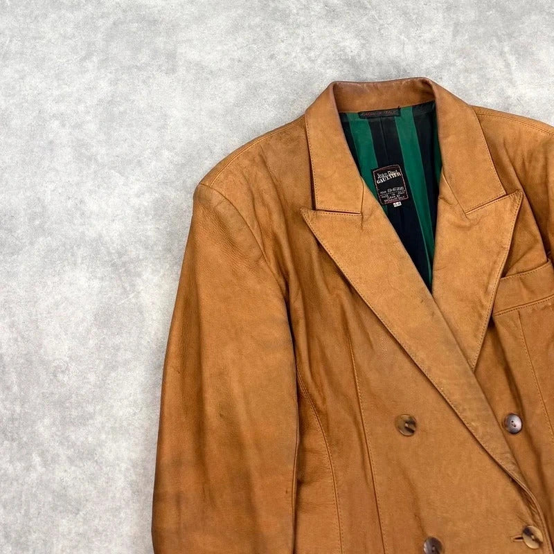 Vintage Jean Paul Gaultier leather double breasted jacket