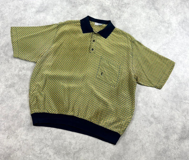Vintage Yves Saint Laurent print silk polo shirt