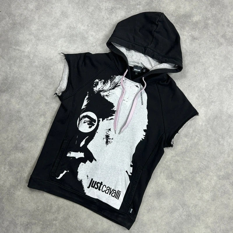 Cavalli Print Sleeveless Hoodie