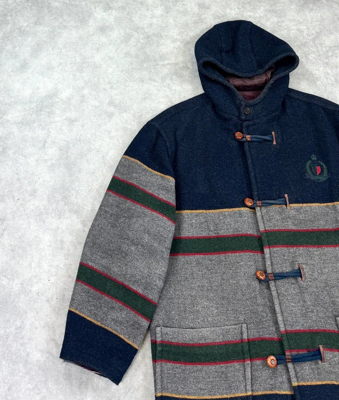 Vintage Trussardi striped blanket duffel coat
