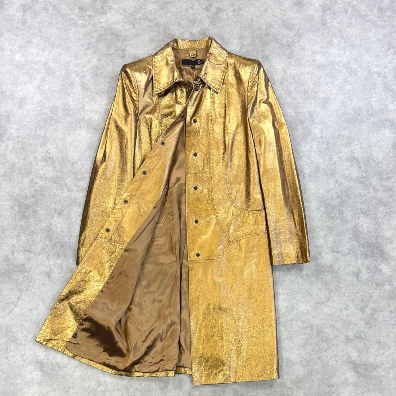 Roberto Cavalli Gold Leather Coat