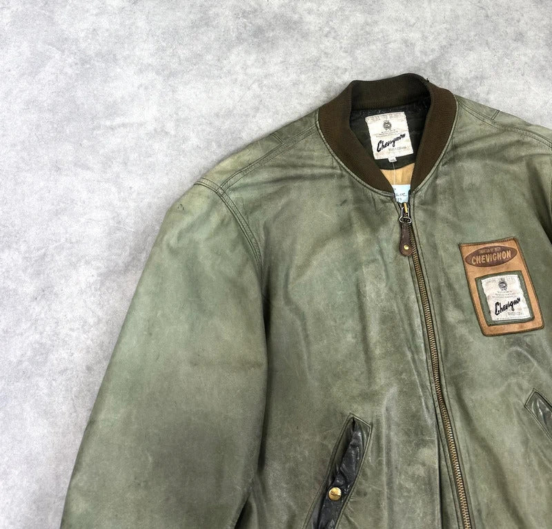 Vintage Chevignon leather bomber jacket