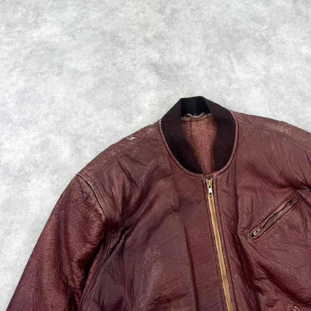 Vintage 80s leather bomber jacket