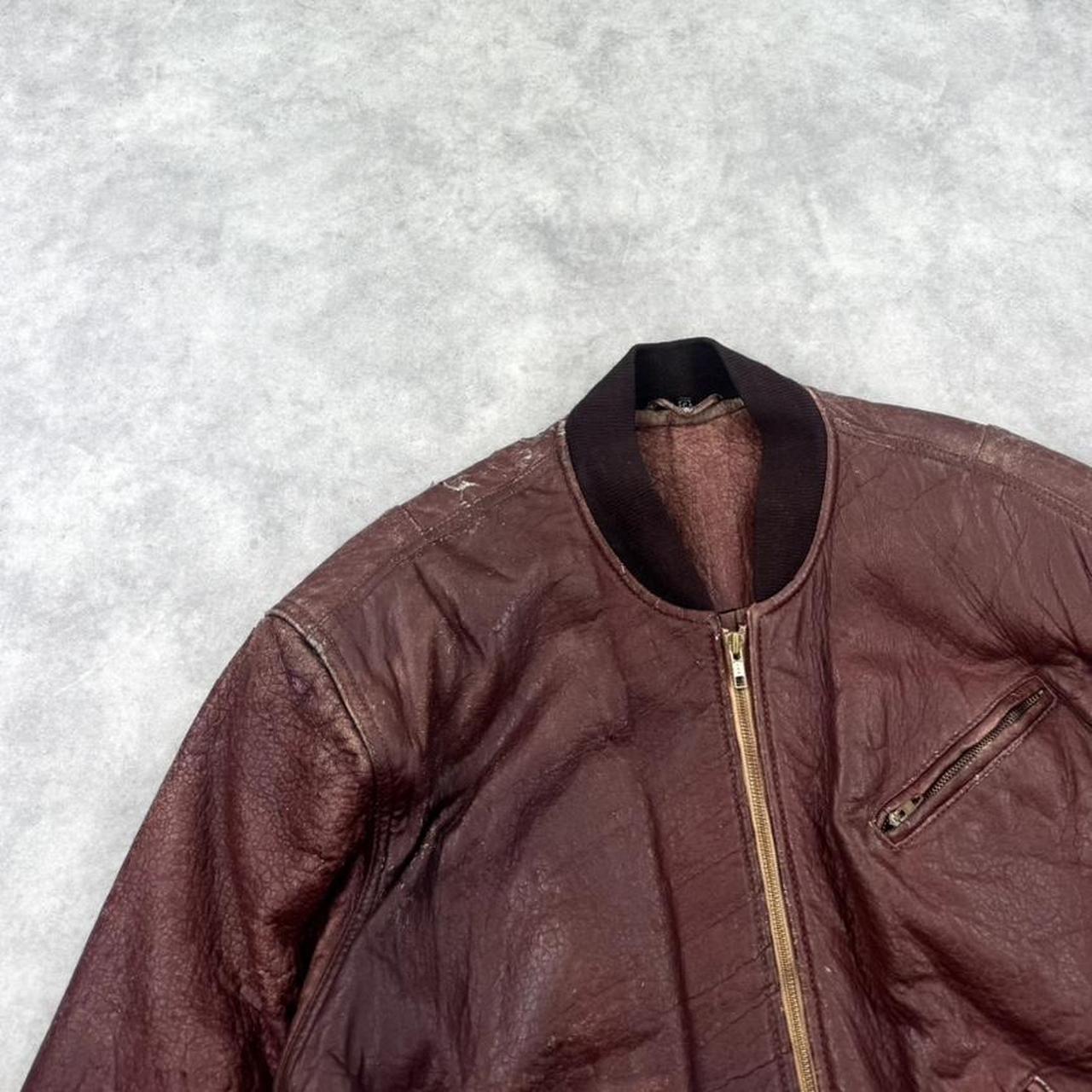Vintage 80s leather bomber jacket