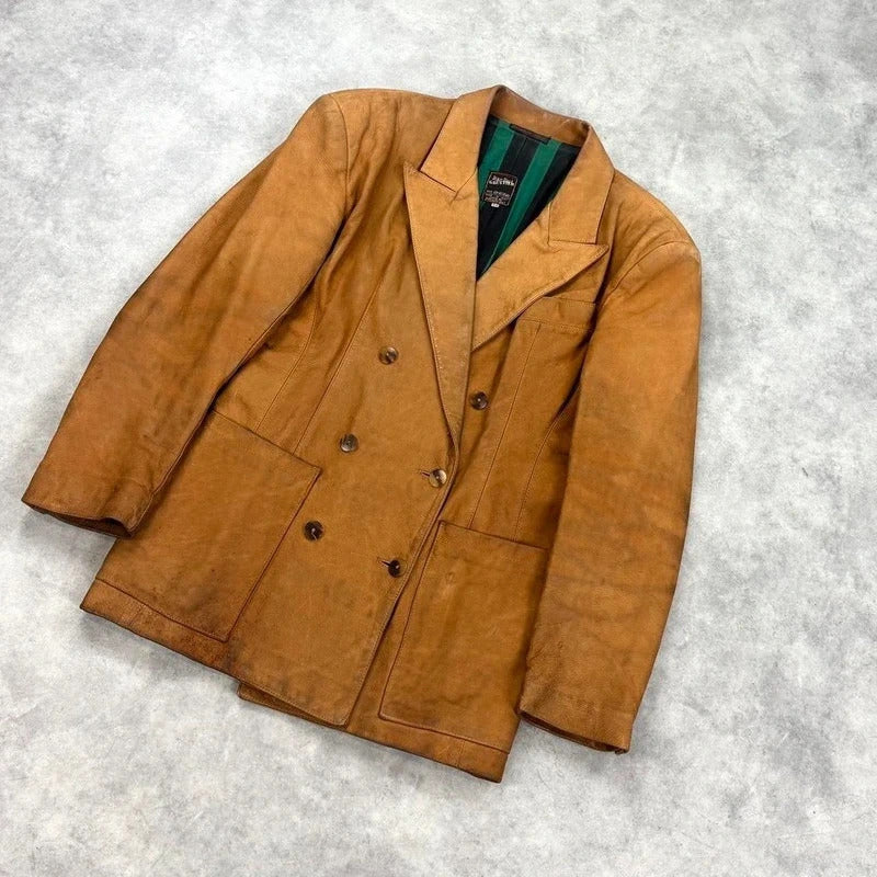 Vintage Jean Paul Gaultier leather double breasted jacket