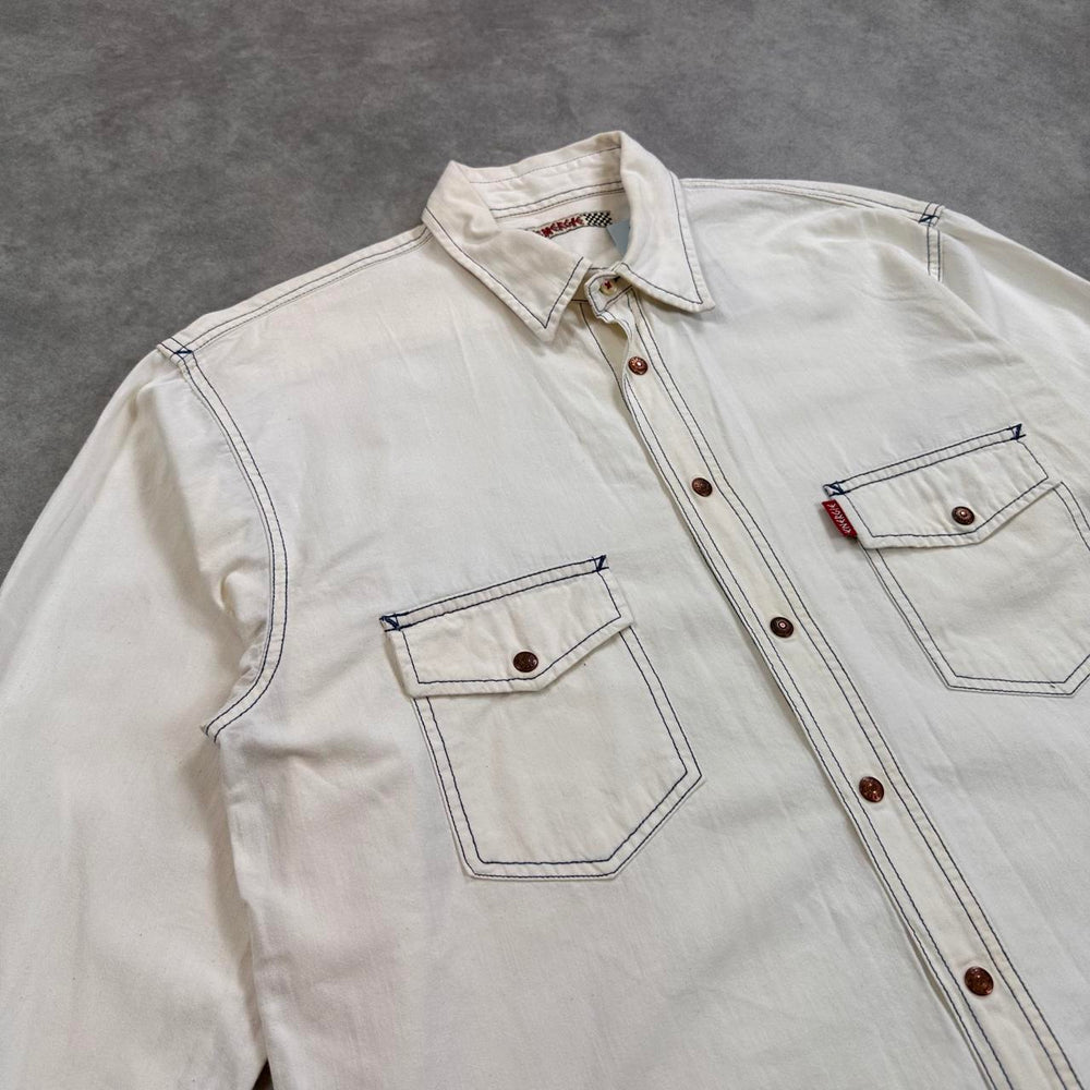 Levi's white denim button up shirt