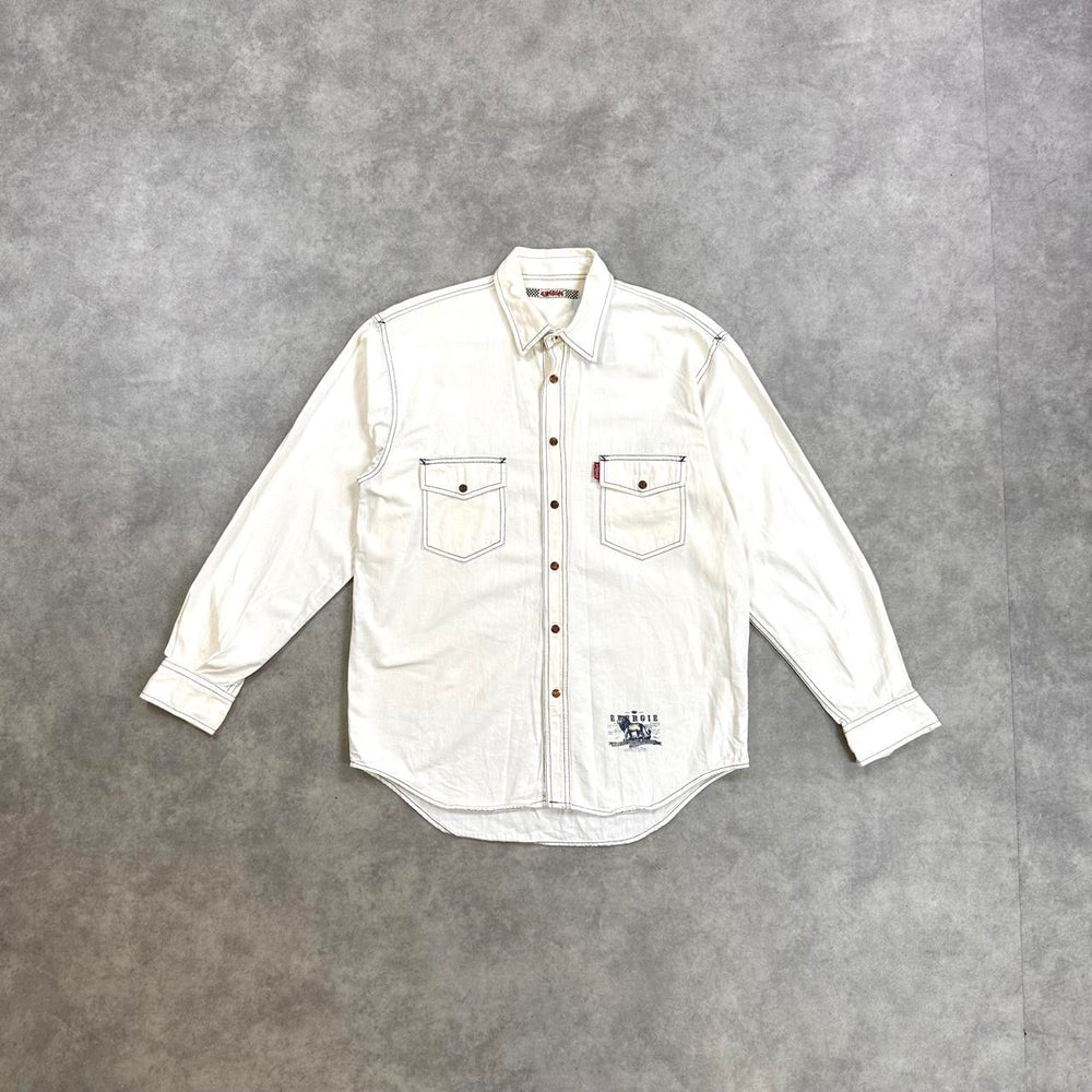 Levi's white denim button up shirt