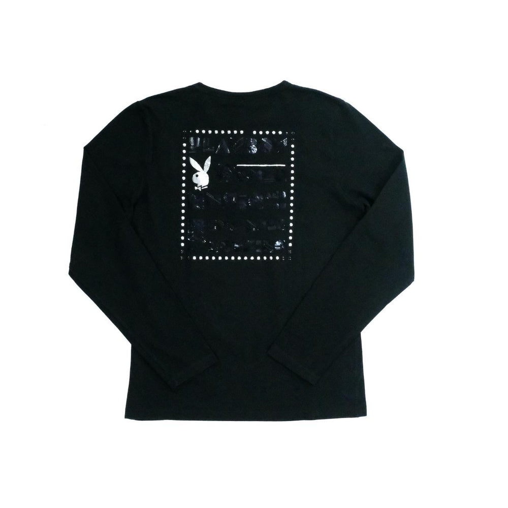 Vintage y2k play boy black long sleeve cotton top