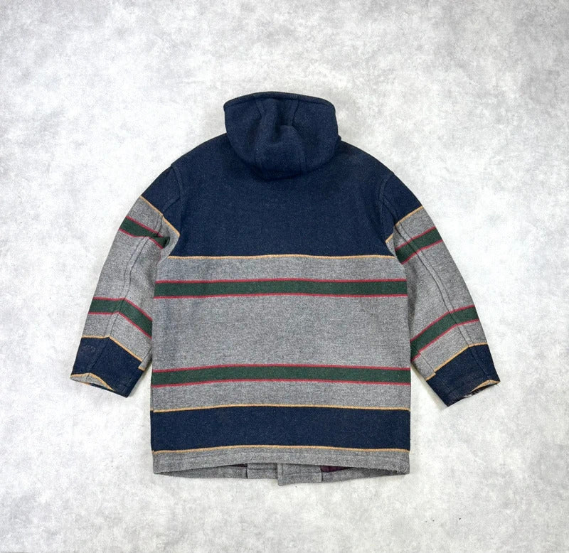 Vintage Trussardi striped blanket duffel coat