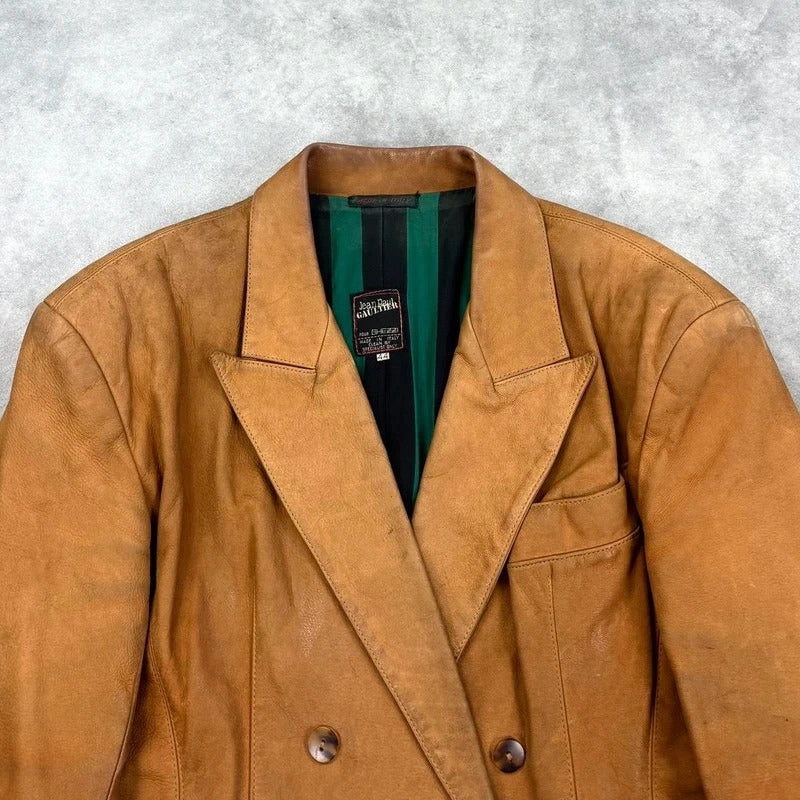 Vintage Jean Paul Gaultier leather double breasted jacket