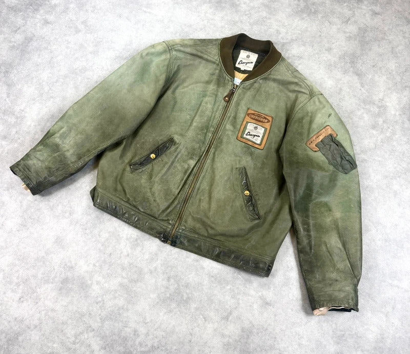 Vintage Chevignon leather bomber jacket