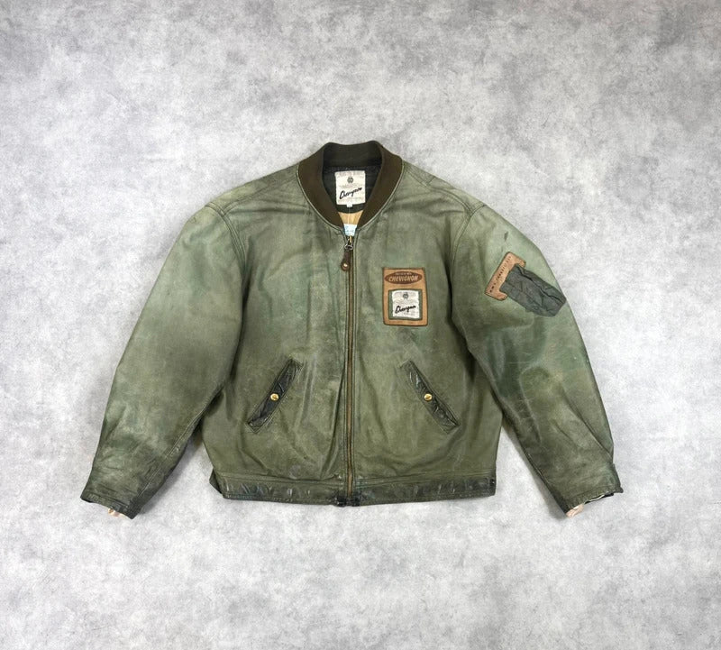 Vintage Chevignon leather bomber jacket