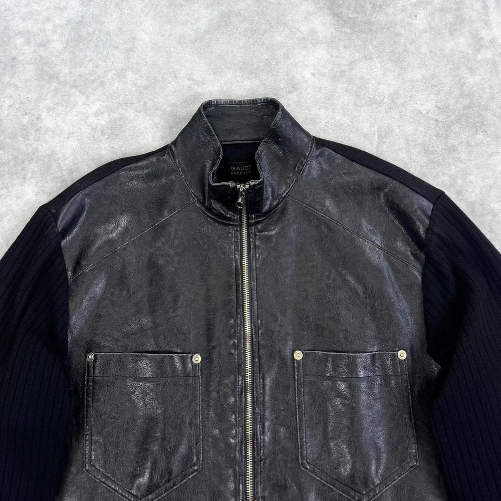 Vintage leather panel jacket