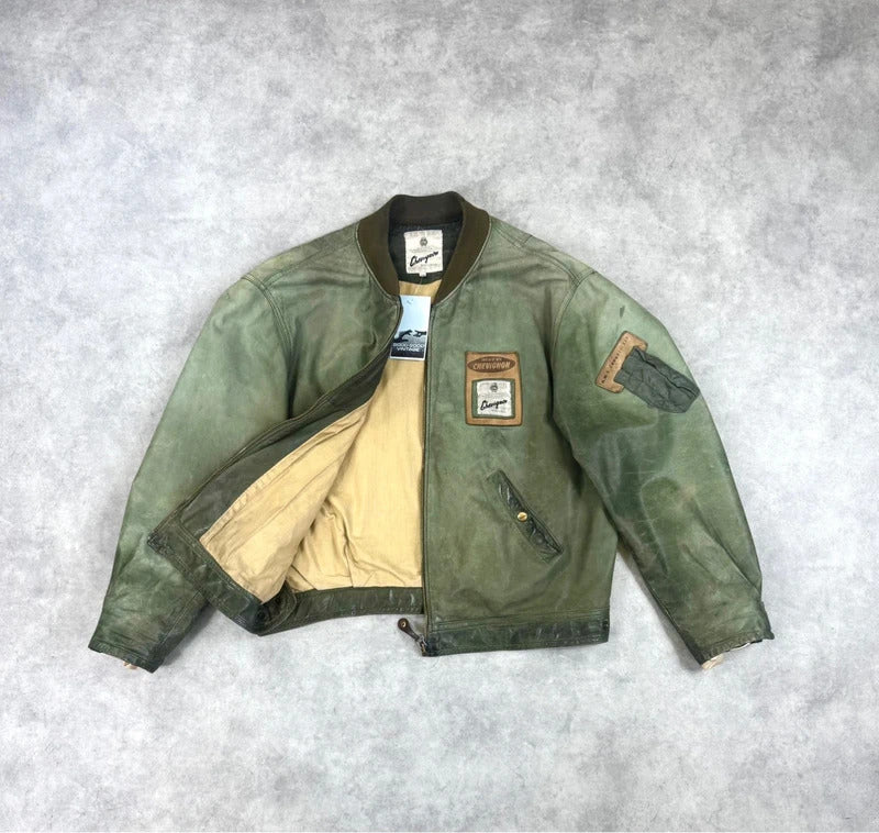 Vintage Chevignon leather bomber jacket