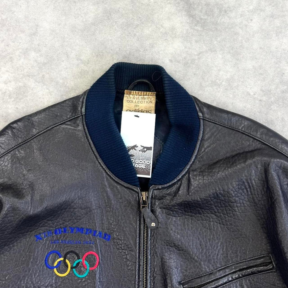 Vintage Adidas Olympics leather jacket