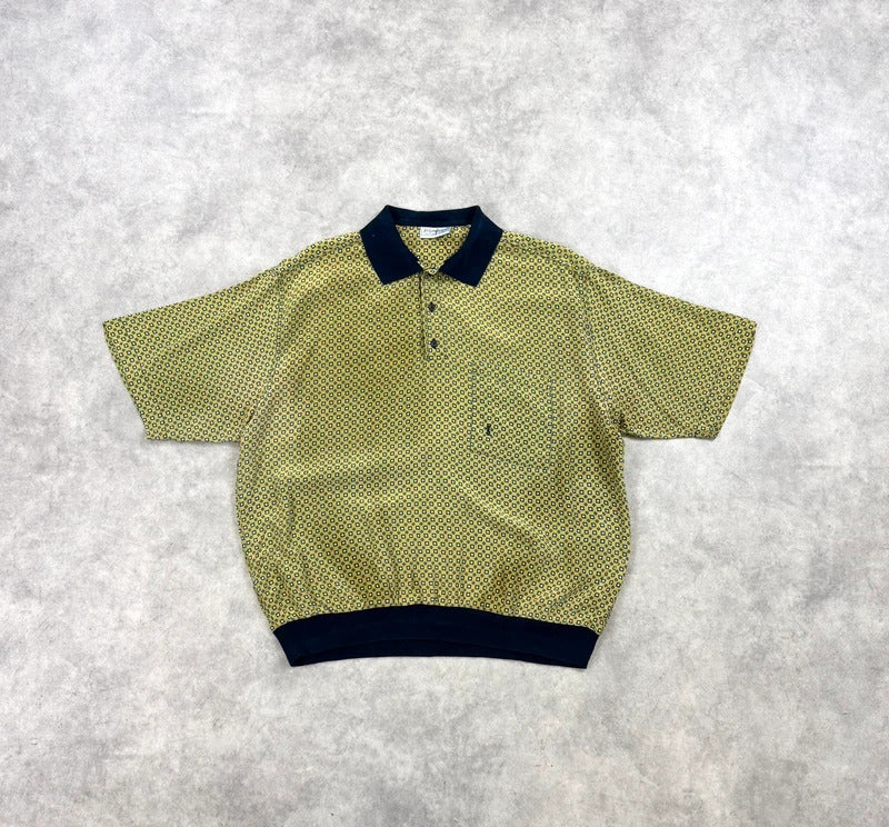 Vintage Yves Saint Laurent print silk polo shirt