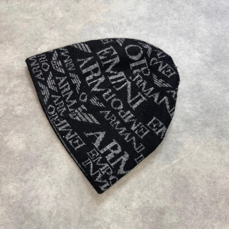 Armani logo knit beanie