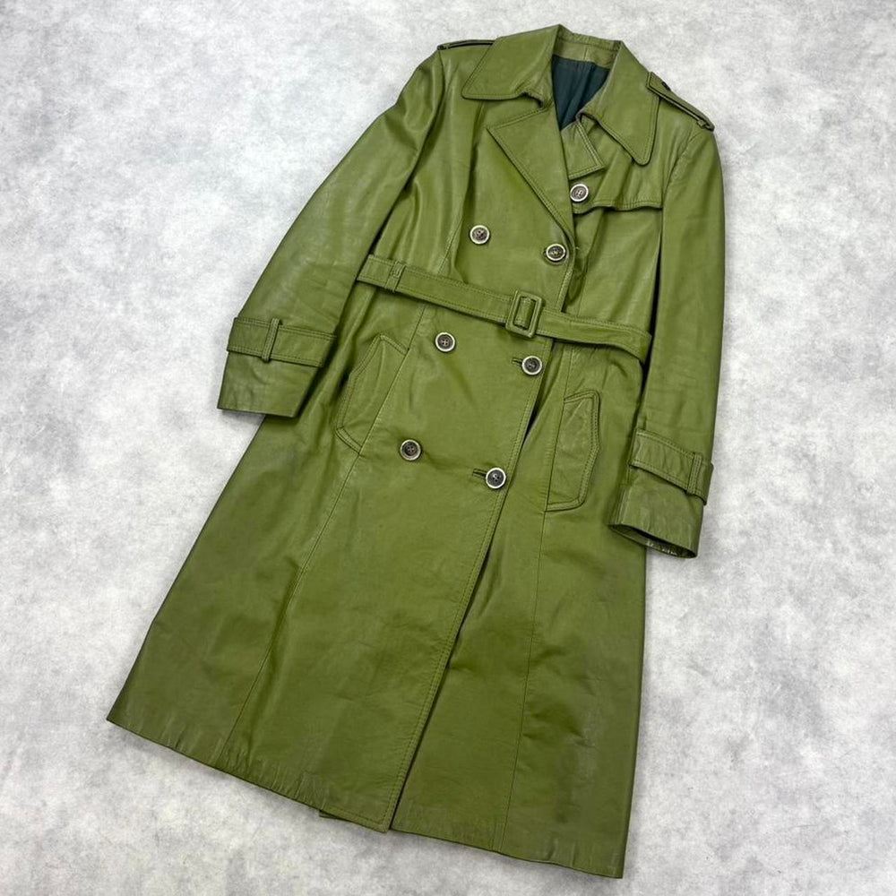 Vintage 70s leather double breasted trench coat