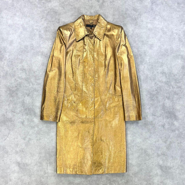 Roberto Cavalli Gold Leather Coat