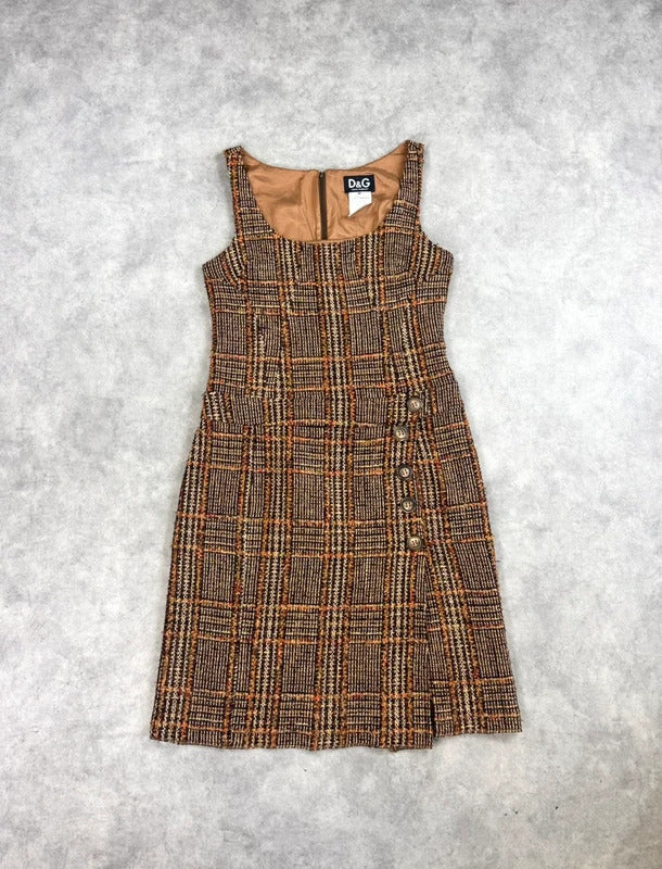 Vintage Dolce & Gabbana check tweed dress
