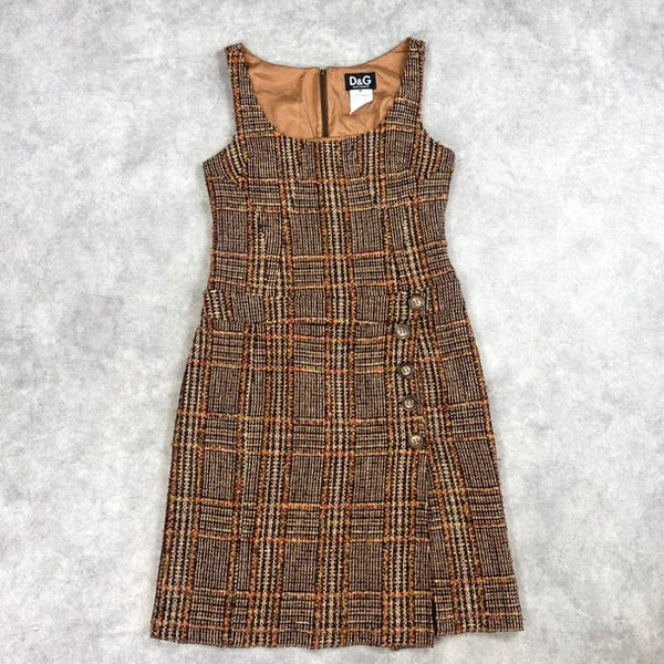 Vintage Dolce & Gabbana check tweed dress