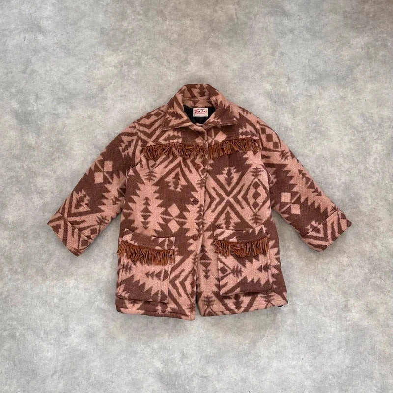 Vintage Aztec print wool coat