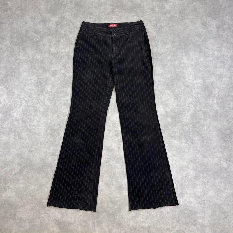 Replay trousers boot leg pinstripe