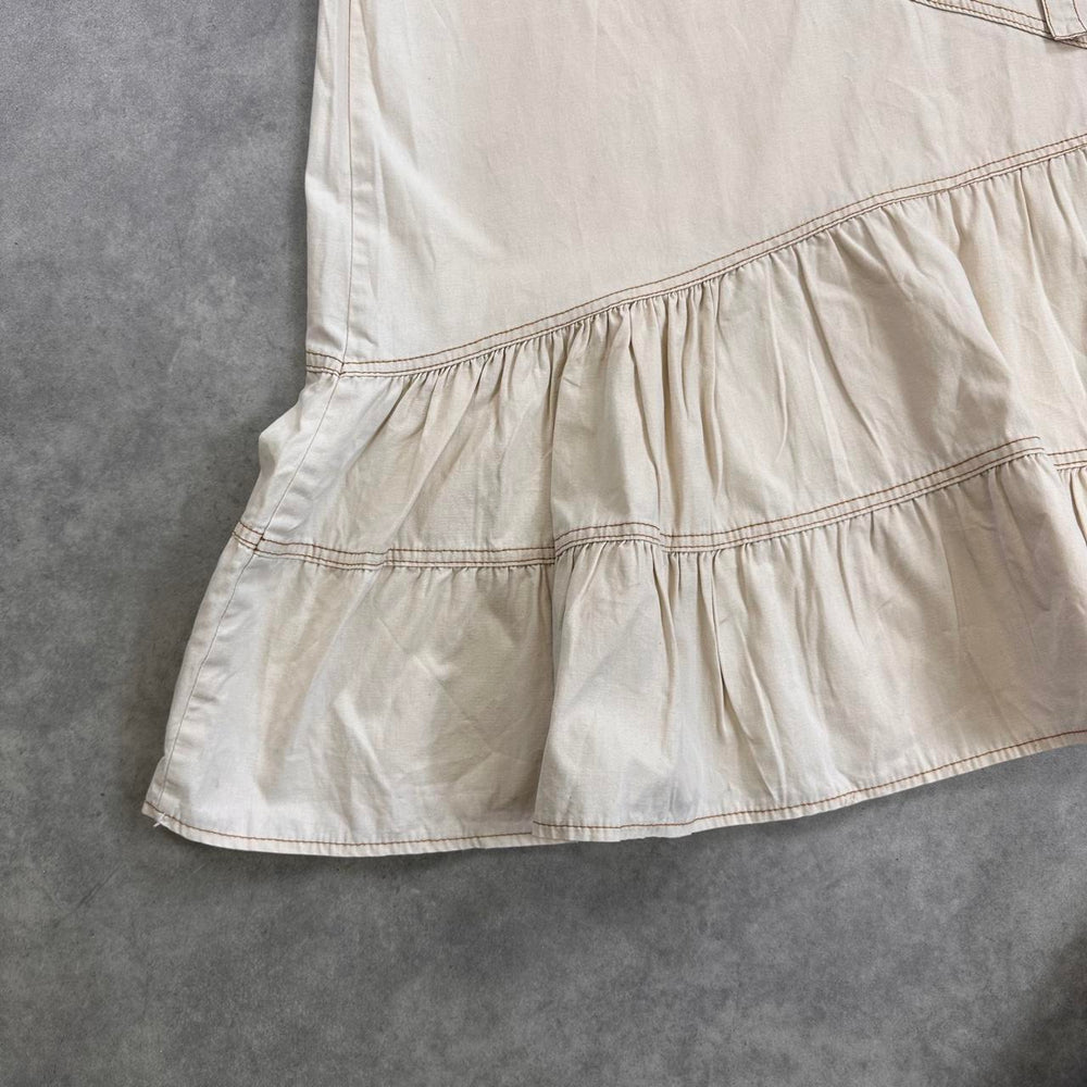 Cream embroidered floral midi skirt