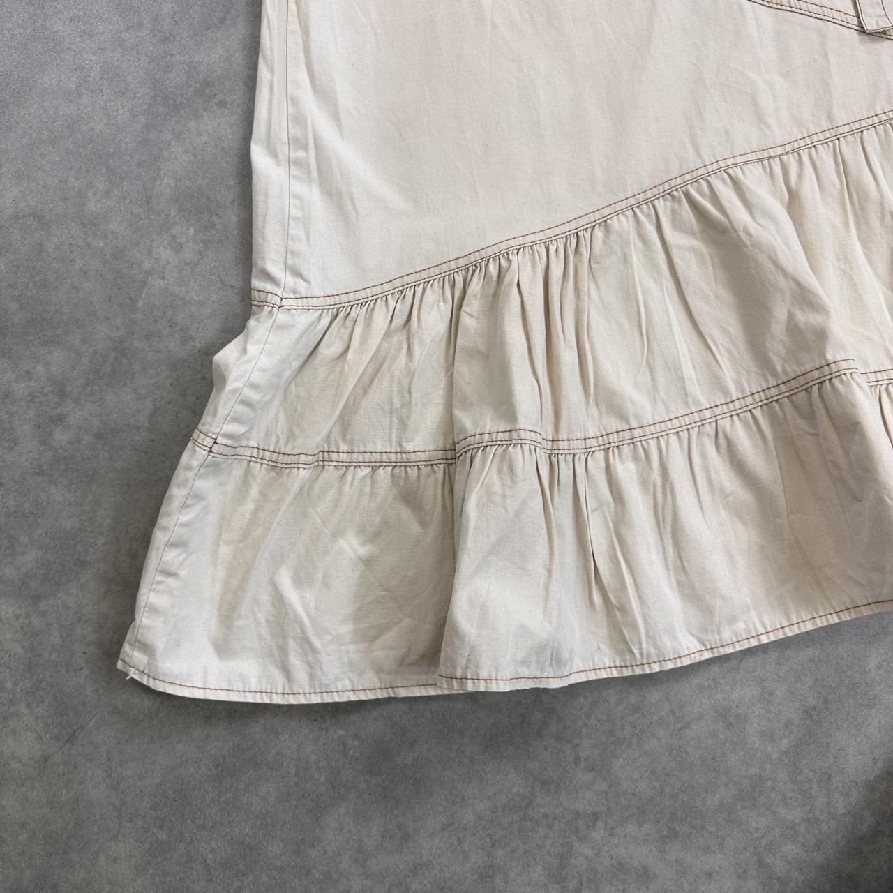Cream embroidered floral midi skirt
