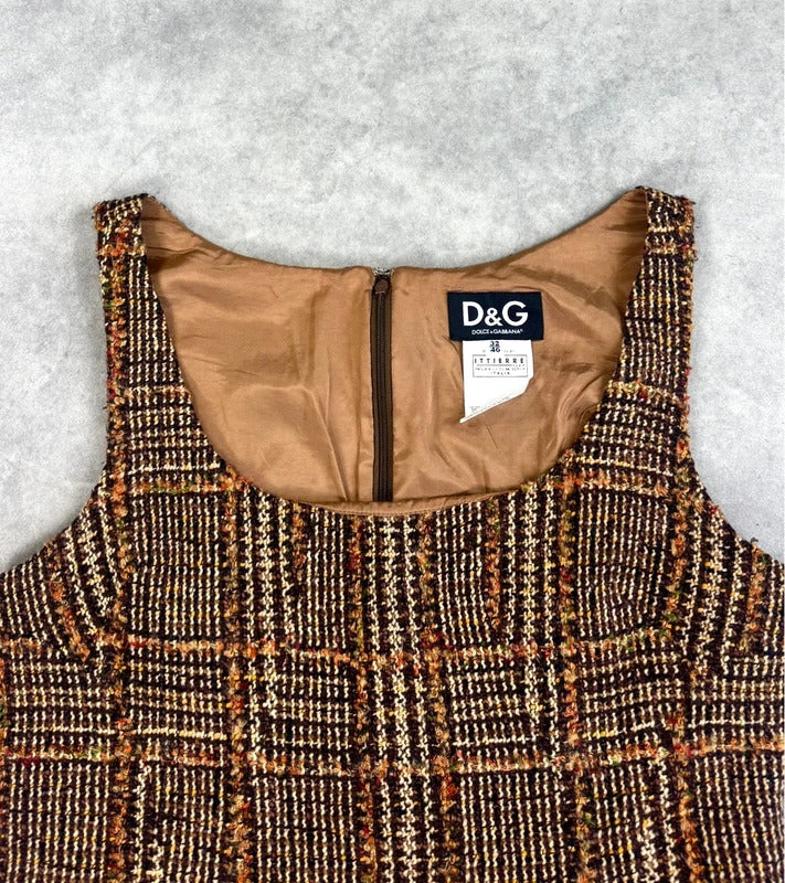 Vintage Dolce & Gabbana check tweed dress