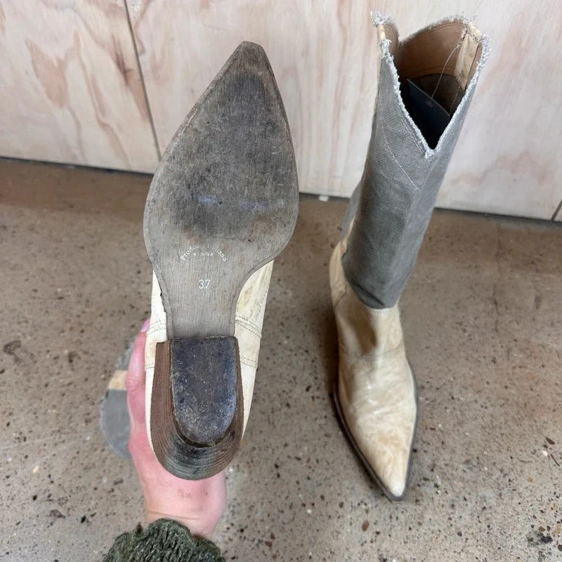 Canvas western boot