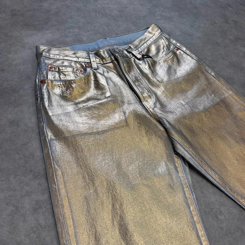 Levi's silver painted jeans